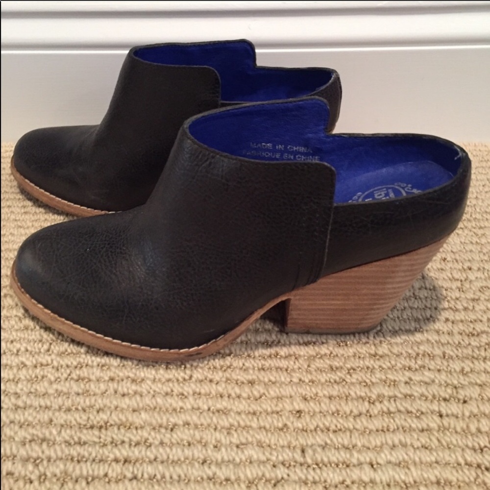 Jeffrey Campbell black leather clogs